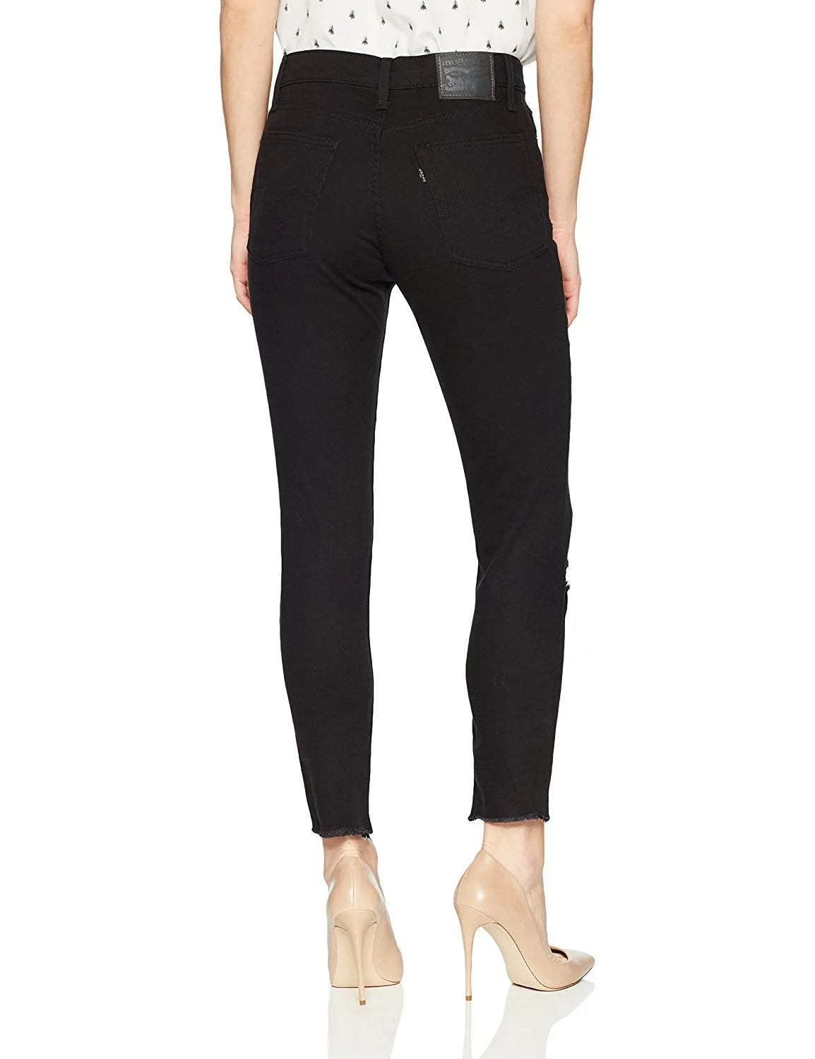 Levi's Women's Wedgie Skinny Jeans Soft Ultra Black With Damage