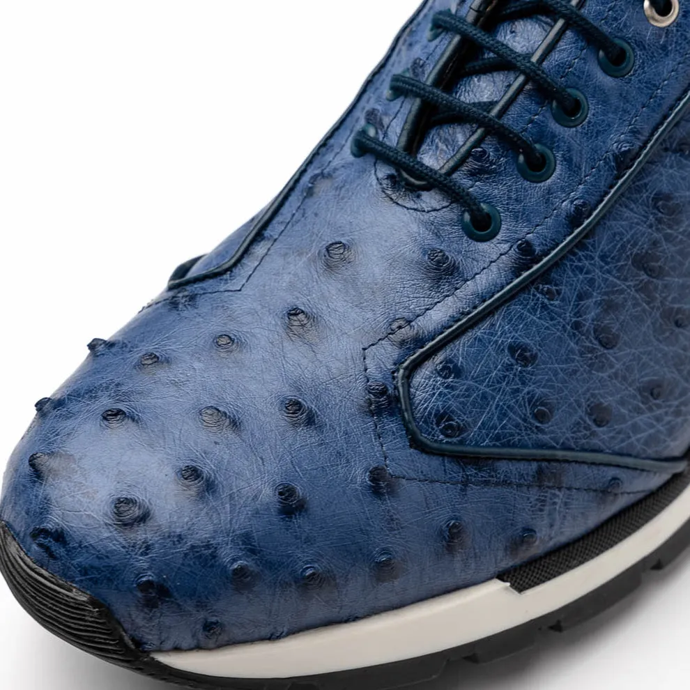 Marco Di Milano Scanno Men's Shoes Antique Navy Exotic Ostich Casual Sneakers (MDM1053)