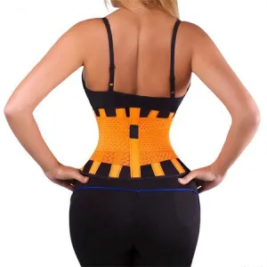 Men and Women Neoprene Lumbar Waist Support Unisex Exercise Weight Loss Burn Shaper Gym Fitness Belt, Size:M(Orange)