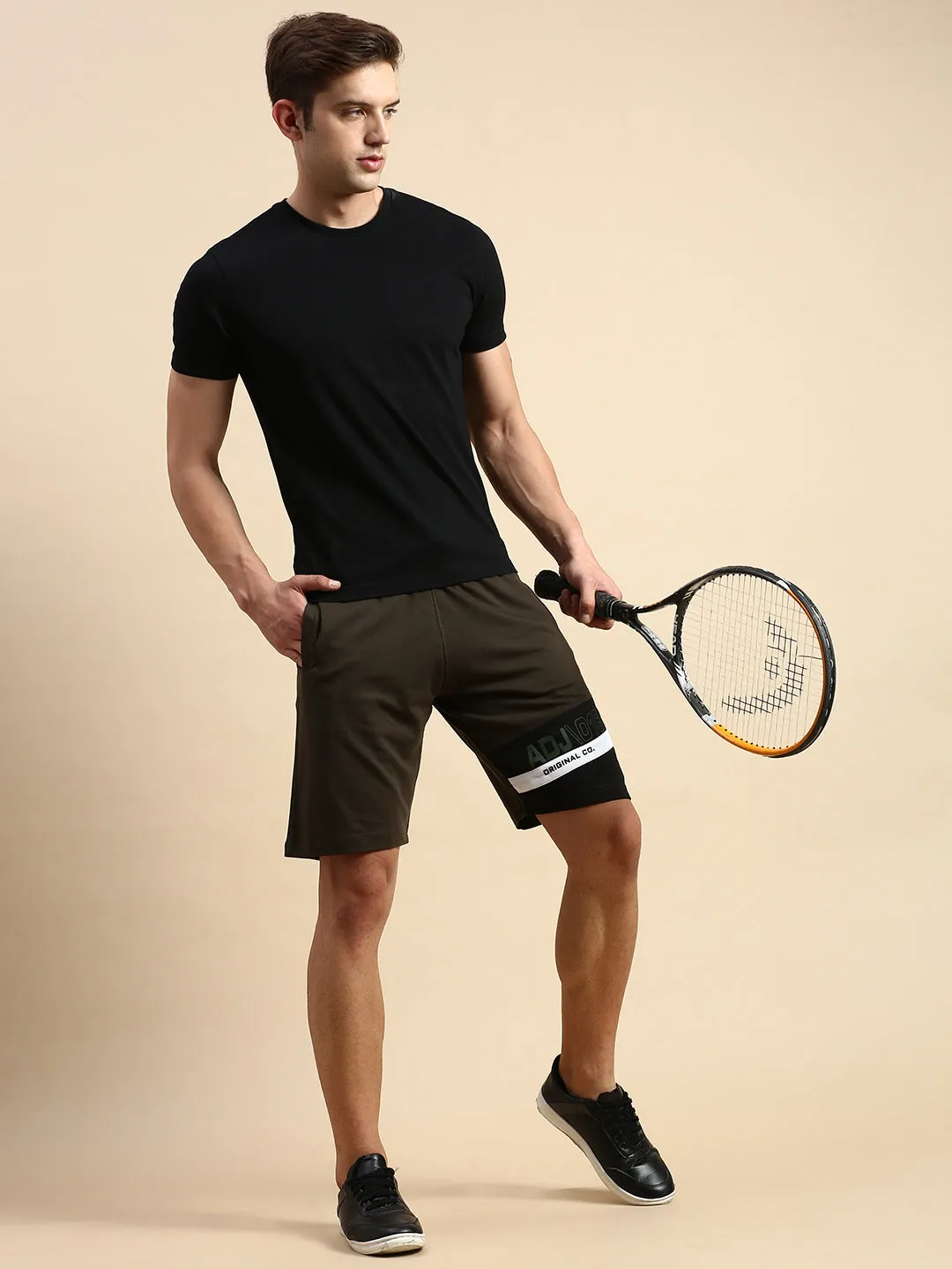 Men Green Colourblock Casual Shorts