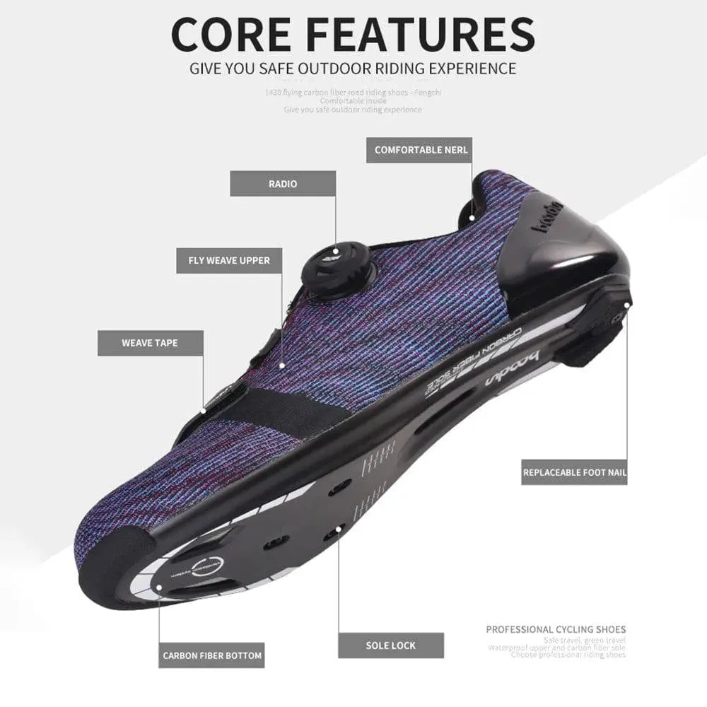 Men Road Bike Shoes Carbon Fiber Bottom Professional Cycling Shoes Ultra-Lightweight Breathable Anti-Slip Shock-Absorbing Design