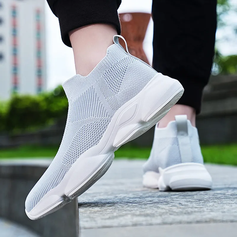 Mens Walking Shoes Breathable Knit Slip On Sneakers Lightweight  Shoes Casual Running Tennis Shoes