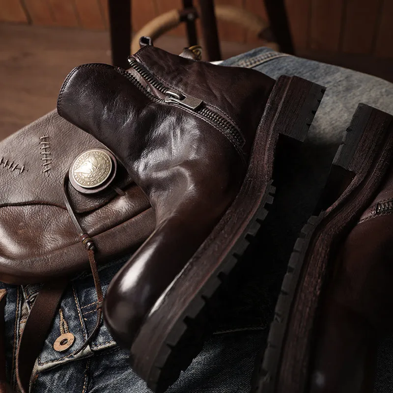 Men's Zip Leather Chelsea Boots