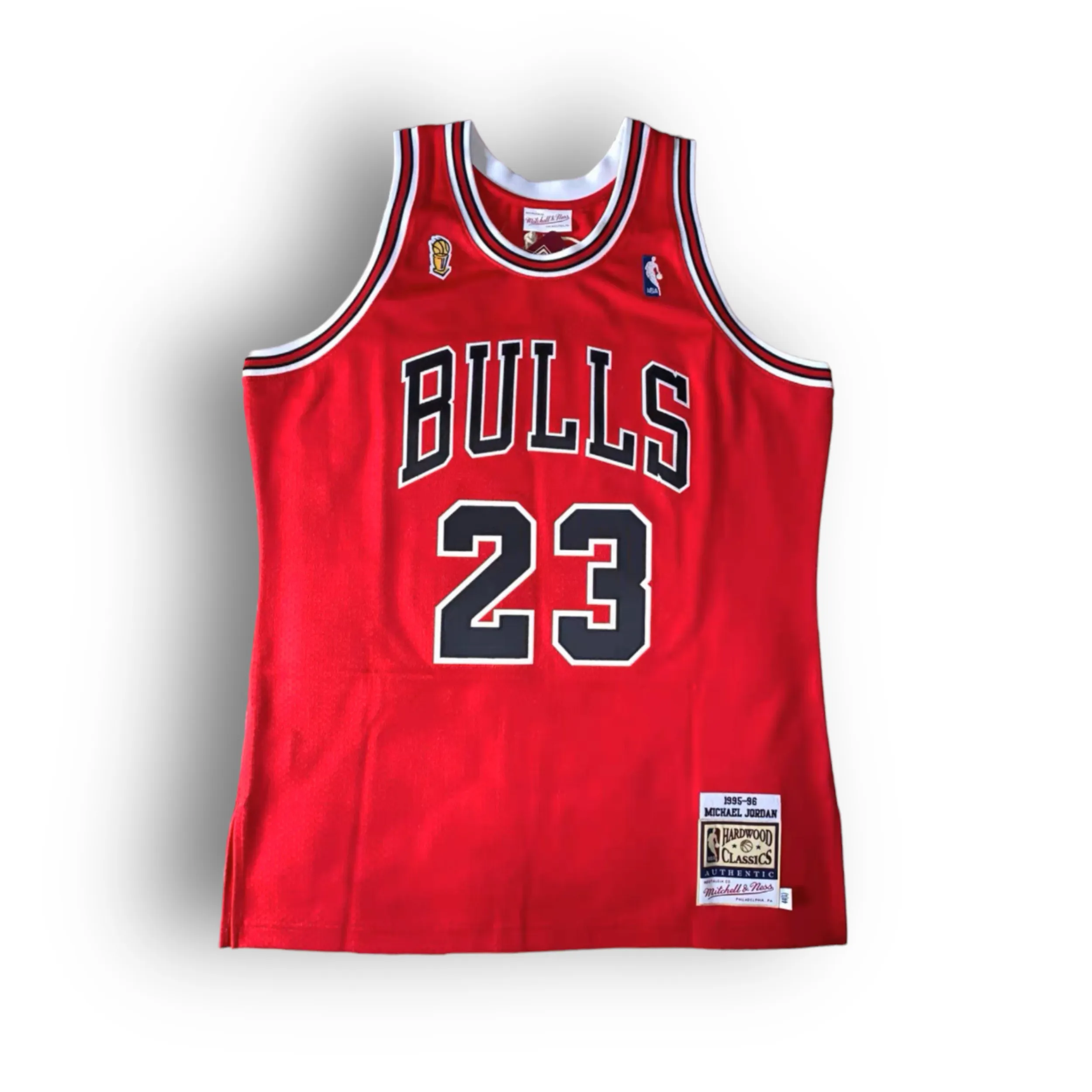 Mitchell & Ness Michael Jordan 95-96 Chicago Bulls 23 "NBA Final" Away Authentic Jersey - Red