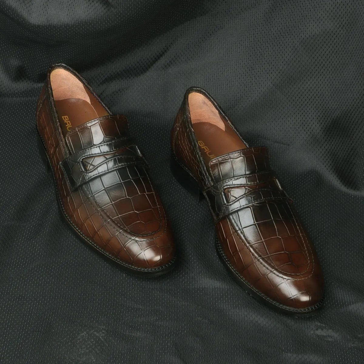 Mod Look Brown Loafers Deep Cut Leather  with Rubber Sole