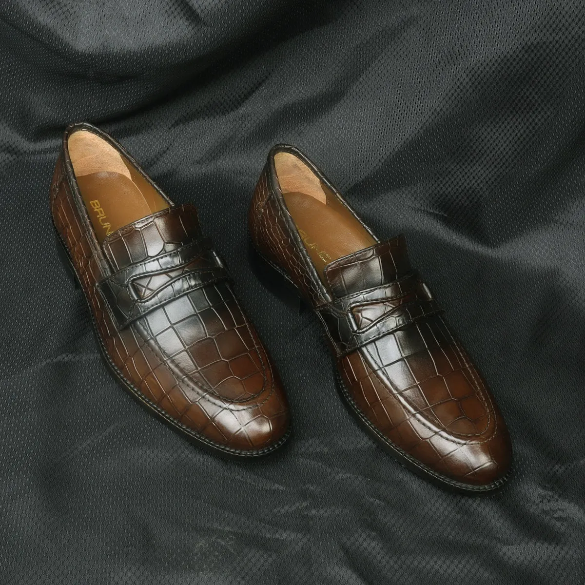 Mod Look Brown Loafers Deep Cut Leather  with Rubber Sole