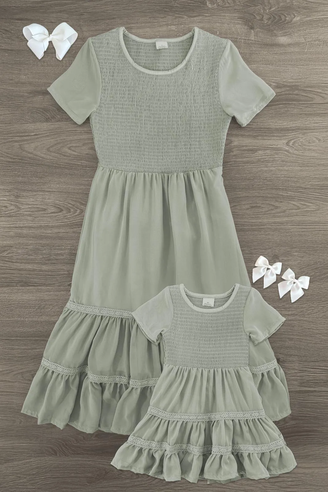 Mom & Me - Gray Ruffle Dress