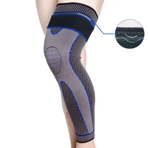 Nylon Knitted Riding Sports Extended Knee Pads, Size: XL(Blue Pressurized Anti-slip)