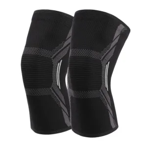 Nylon Sports Protective Gear Four-Way Stretch Knit Knee Pads, Size: S(Black White)