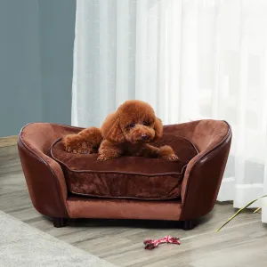 Pet Sofa Dog Couch, with Cushion, for Cats, Small Dogs - Brown