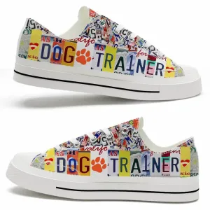 Pet Trainer License Plate Low Top Shoes - Happy International Dog Day Canvas Sneaker, Dog Printed Shoes, Canvas Shoes For Men, Women