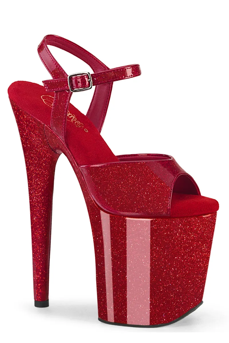 Pleaser USA Flamingo-809GP 8inch Pleasers - Ruby Glitter