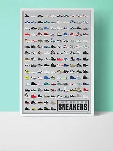 Pop Chart Lab P3 Visual Compendium of Sneakers Poster Print, 24" x 36", Multicolored, Multi