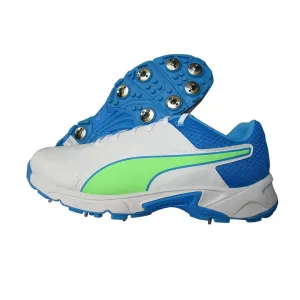 PUMA 19.2 Spike White-Nrgy Blue-Green Cricket Shoe