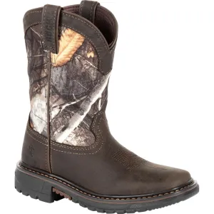 Rocky Youth Boys Brown Realtree Leather Ride FLX WP Cowboy Boots