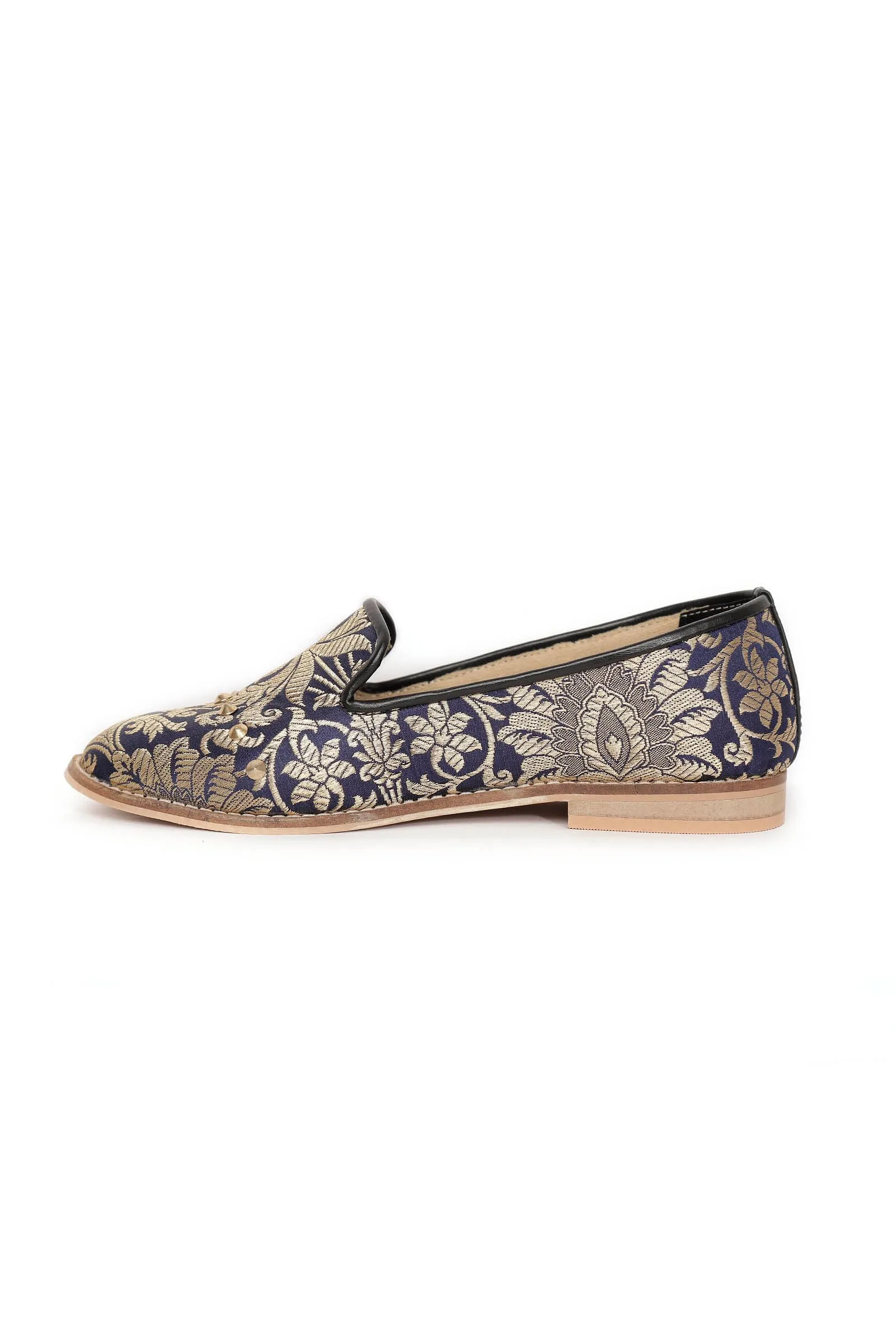 Royal Blue Brocade Loafers