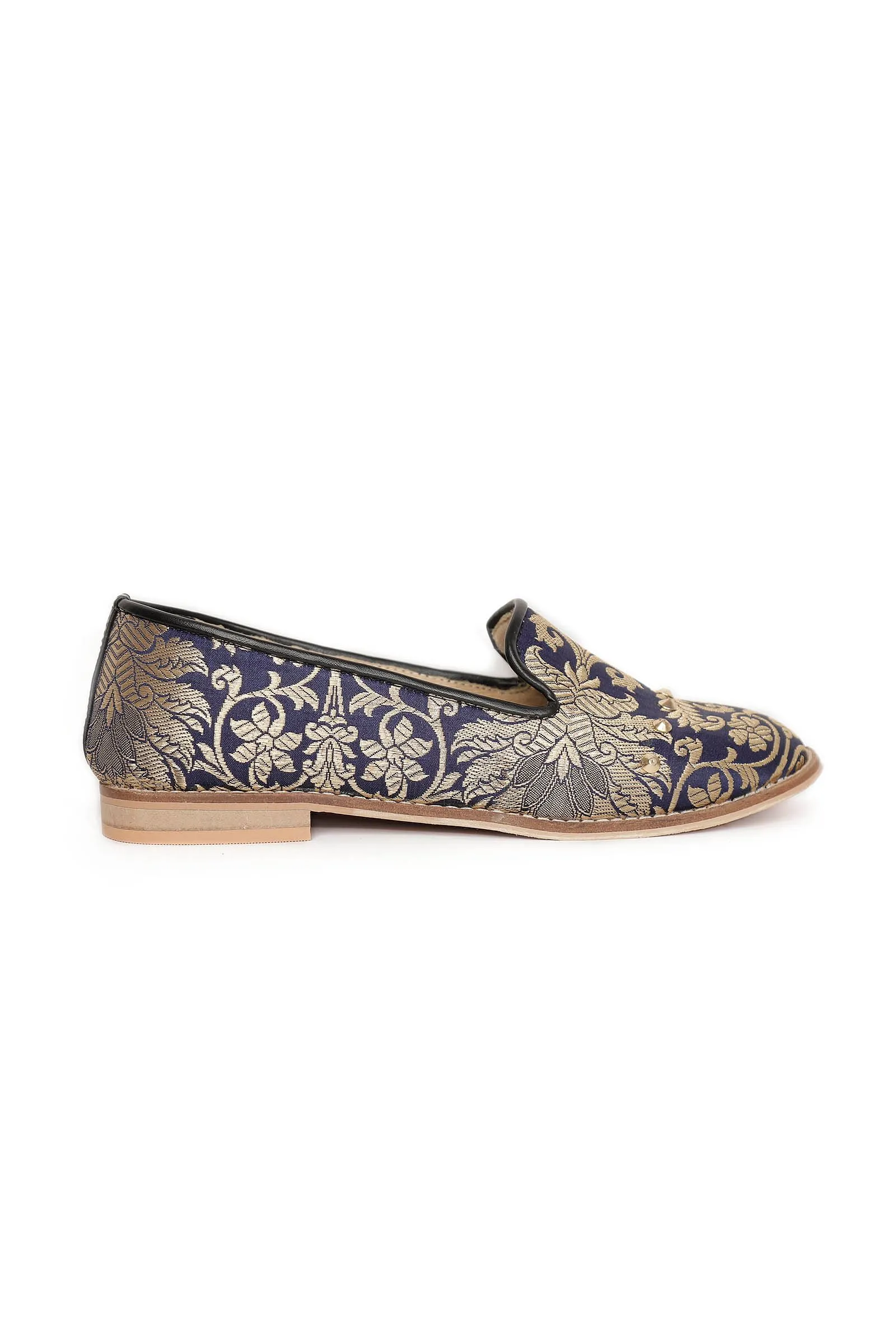 Royal Blue Brocade Loafers