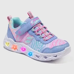 S Sport by Skechers Girls Light-Up Fashion Sneakers Glitter Trim Stretch Laces