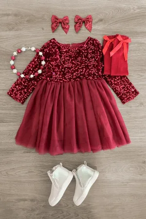 Sequin Burgundy Tulle Dress