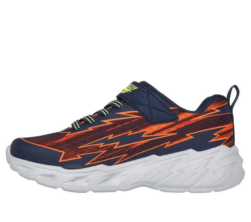 Skechers Boys S Lights Light Storm Bolt Brights Trainer Navy/Orange