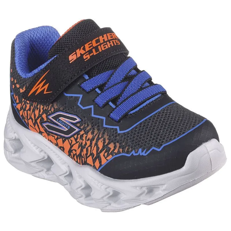 Skechers Boys S Lights Vortex 2.0 Zorento Trainer Black/Blue/Orange