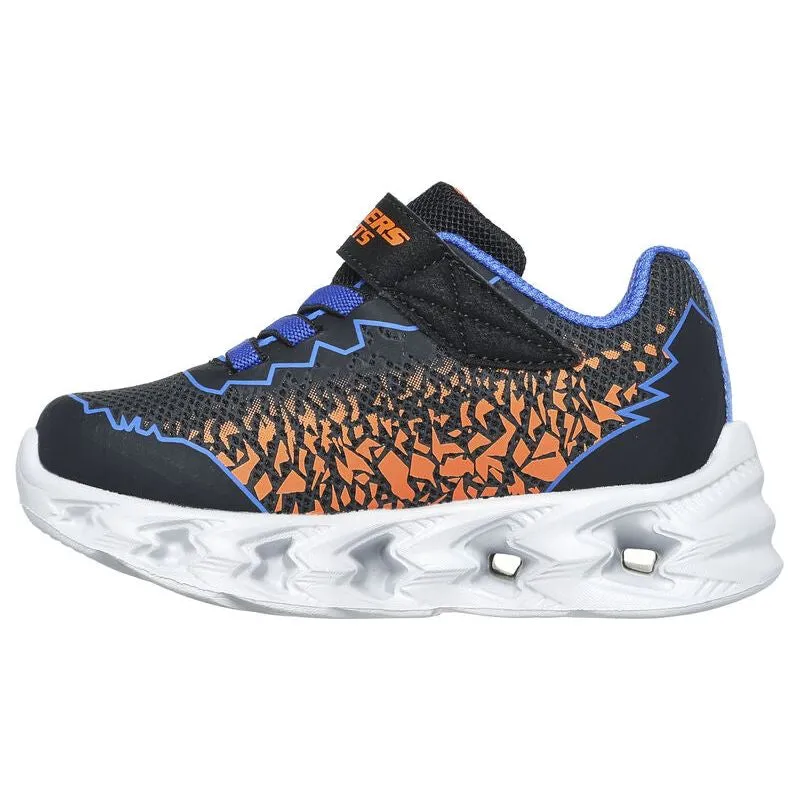 Skechers Boys S Lights Vortex 2.0 Zorento Trainer Black/Blue/Orange