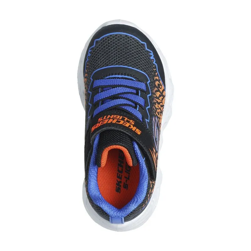 Skechers Boys S Lights Vortex 2.0 Zorento Trainer Black/Blue/Orange