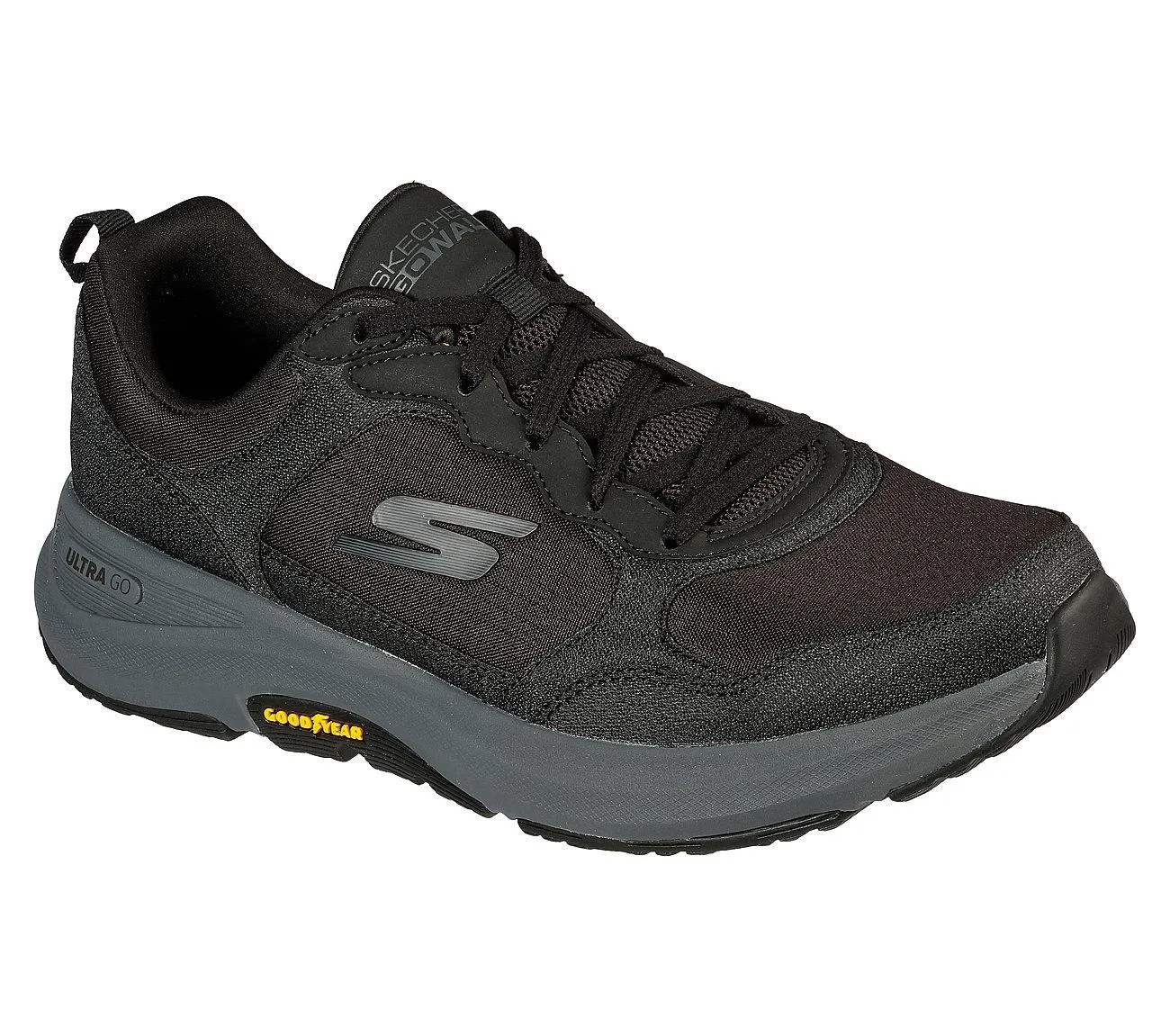 SKECHERS Men's  GOwalk Outdoor Woodcrest Sneaker Shoes in Black/Charcoal in Size UK6 to UK13