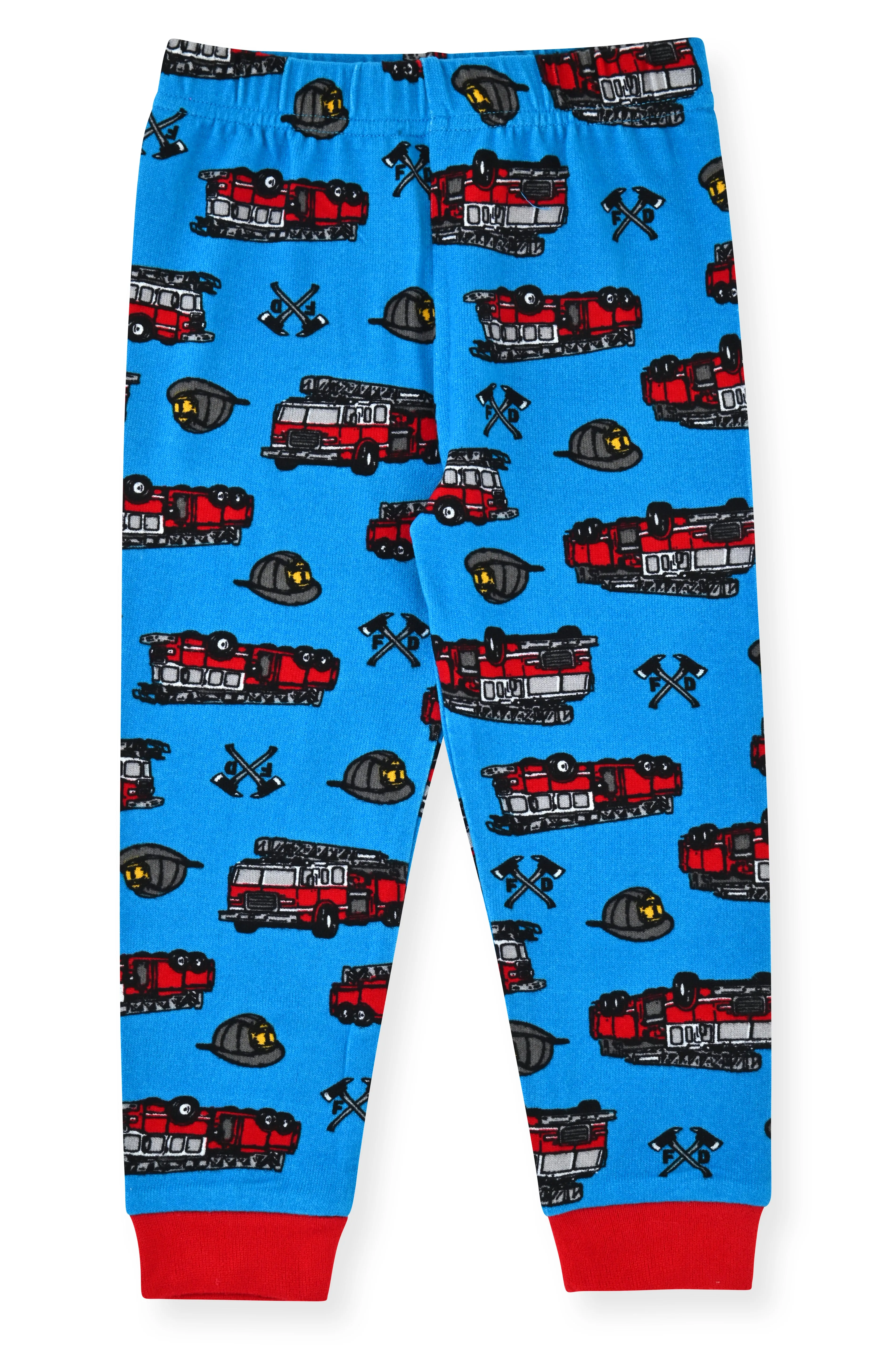 Sleep On It Infant & Toddler Boys 2-Piece Super Soft Jersey Snug-Fit Pajama Set with Matching Socks - Fire Trucks