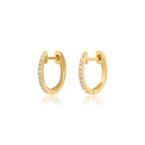 SNUG DIAMOND HOOPS, GOLD