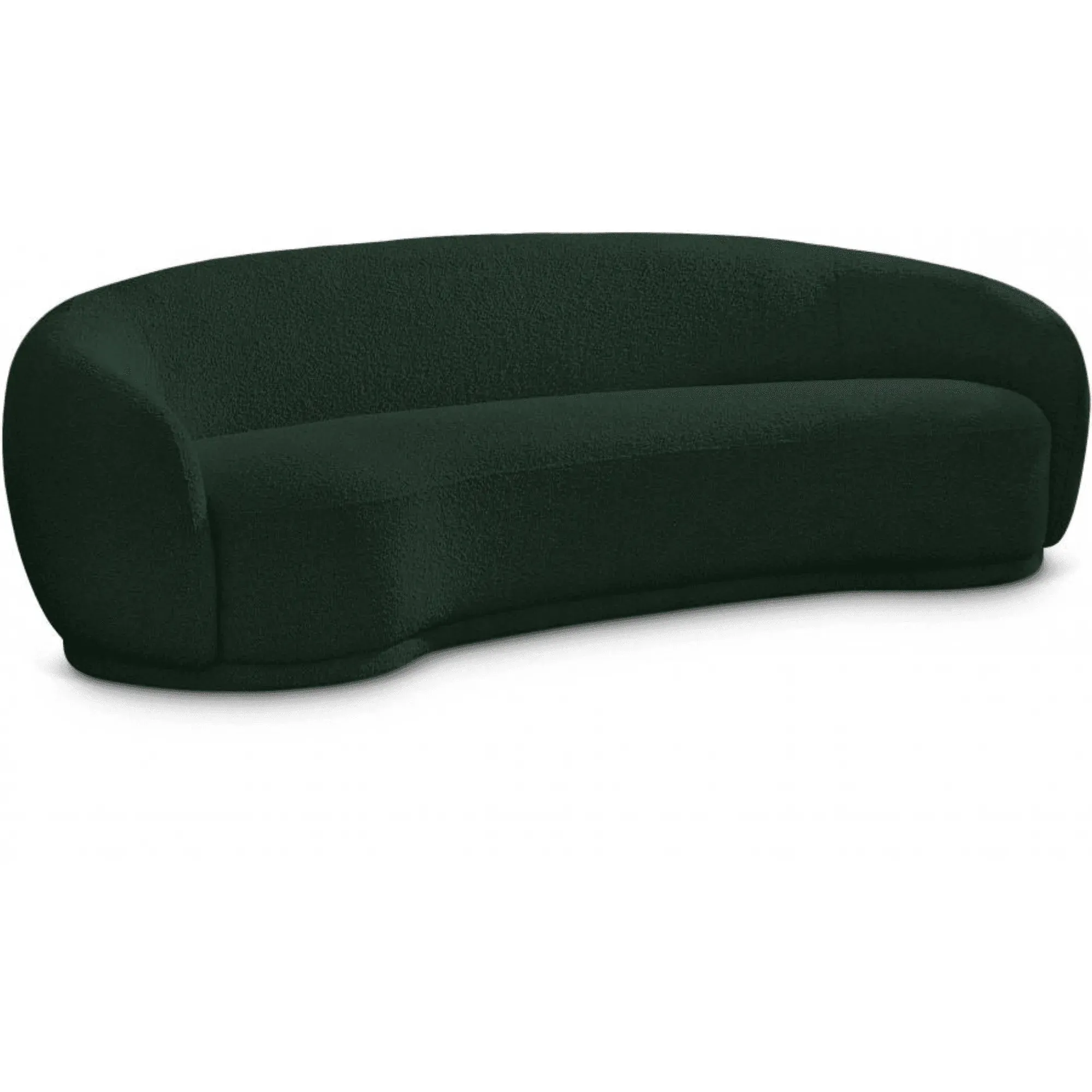 Snug Rounded Back Rich Green Modern Boucle Sofa