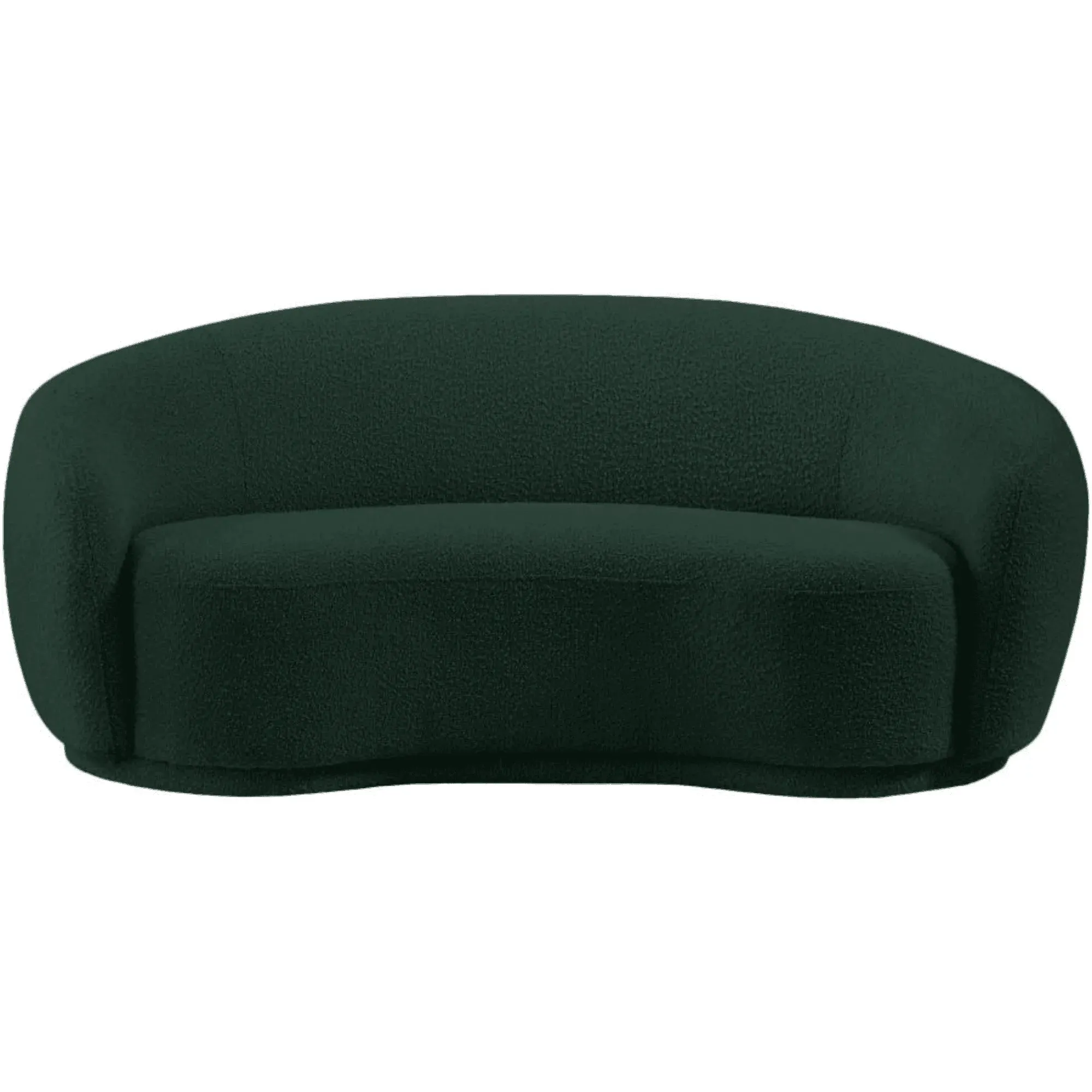 Snug Rounded Back Rich Green Modern Boucle Sofa