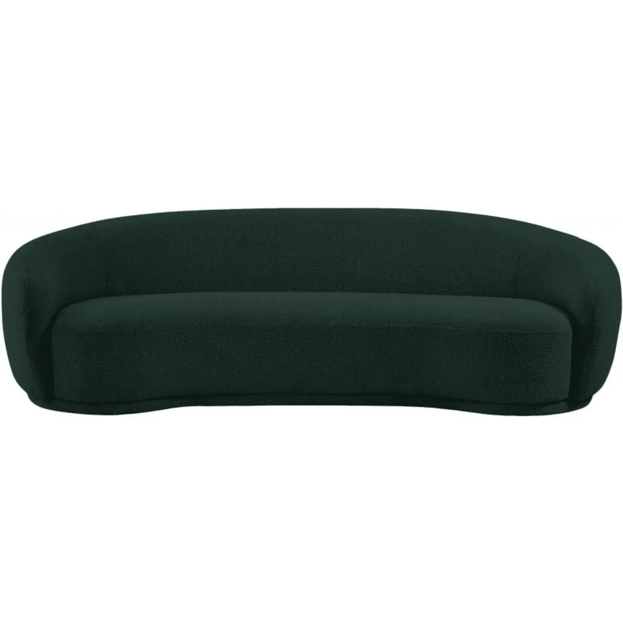 Snug Rounded Back Rich Green Modern Boucle Sofa