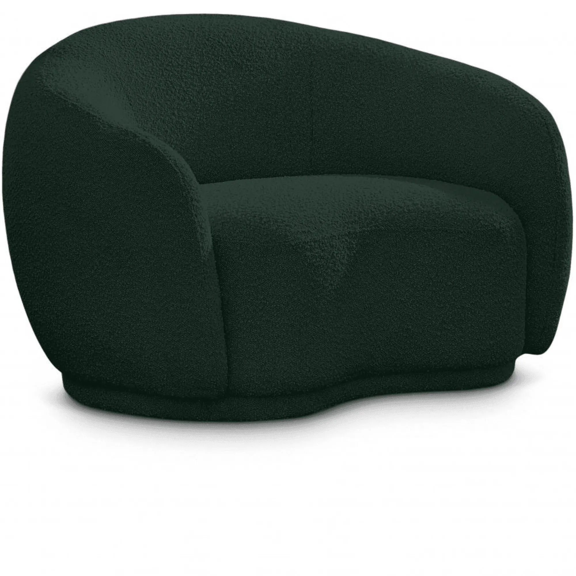 Snug Rounded Back Rich Green Modern Boucle Sofa