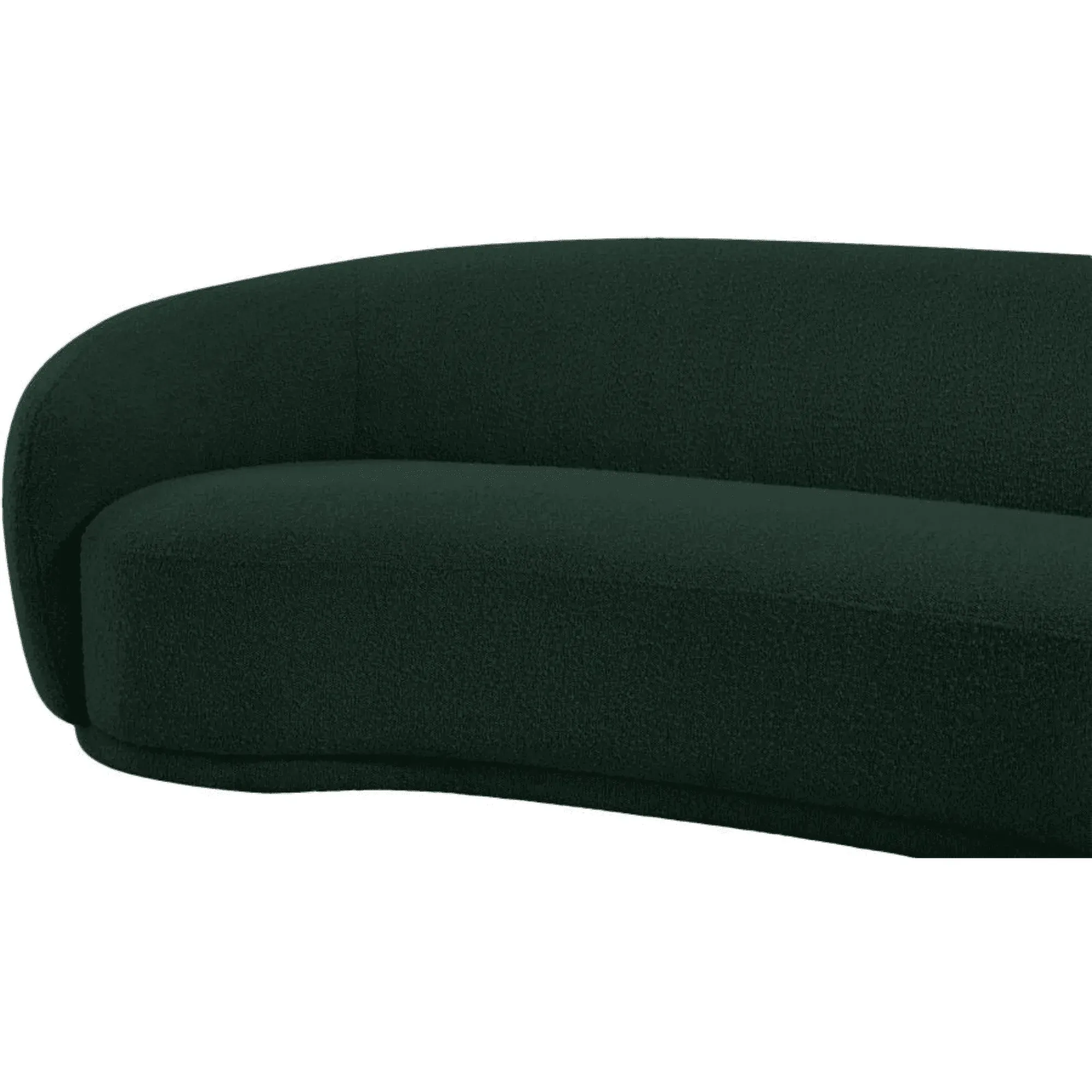 Snug Rounded Back Rich Green Modern Boucle Sofa