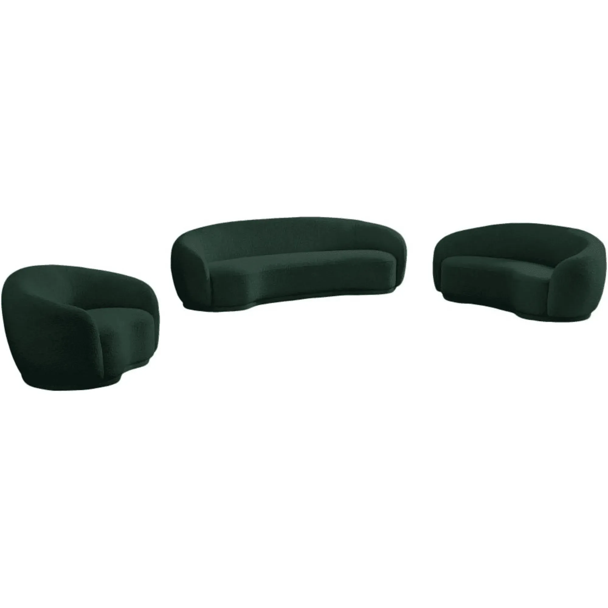 Snug Rounded Back Rich Green Modern Boucle Sofa