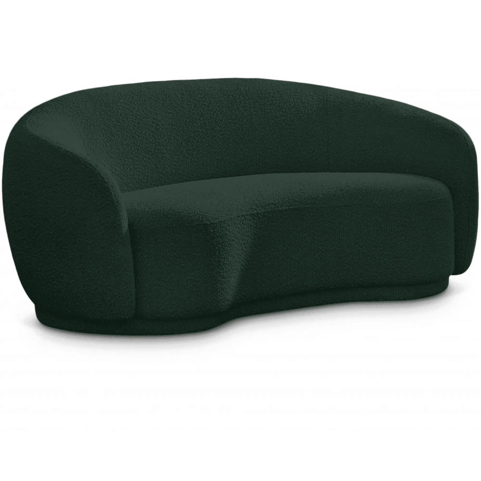 Snug Rounded Back Rich Green Modern Boucle Sofa