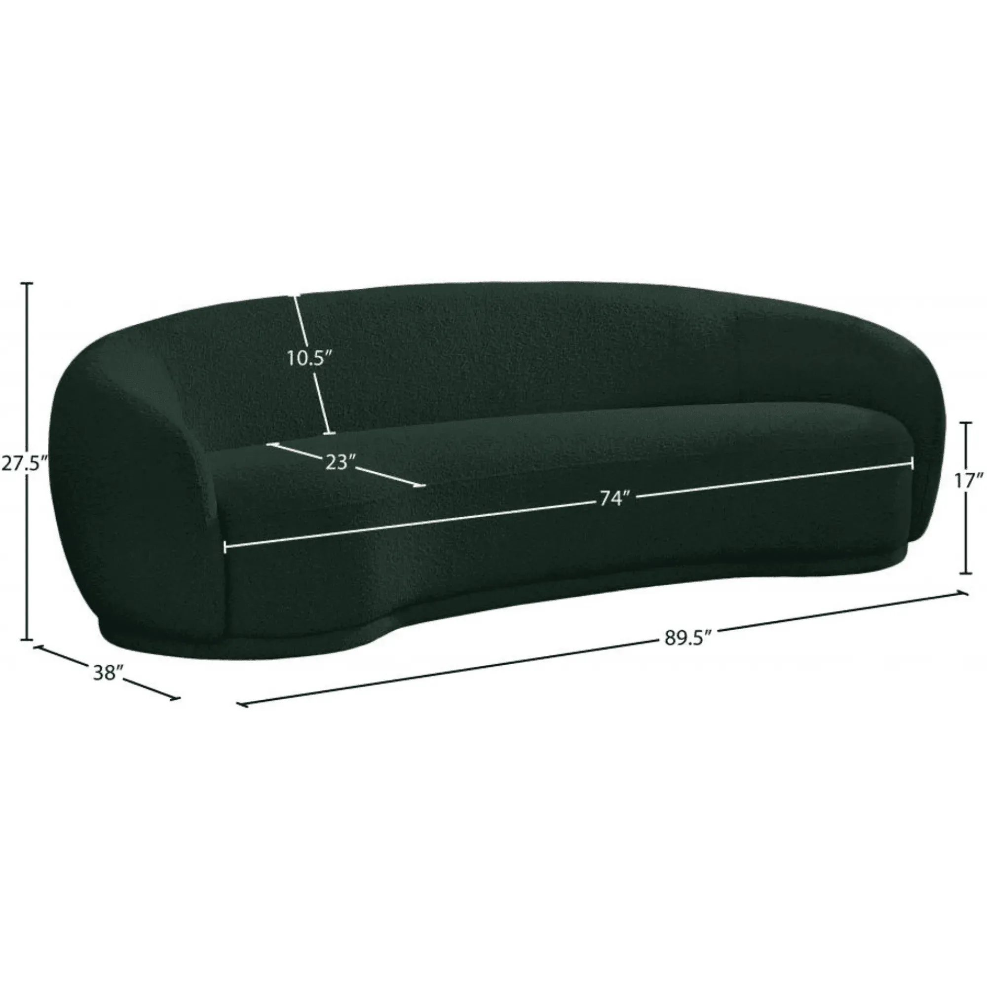 Snug Rounded Back Rich Green Modern Boucle Sofa