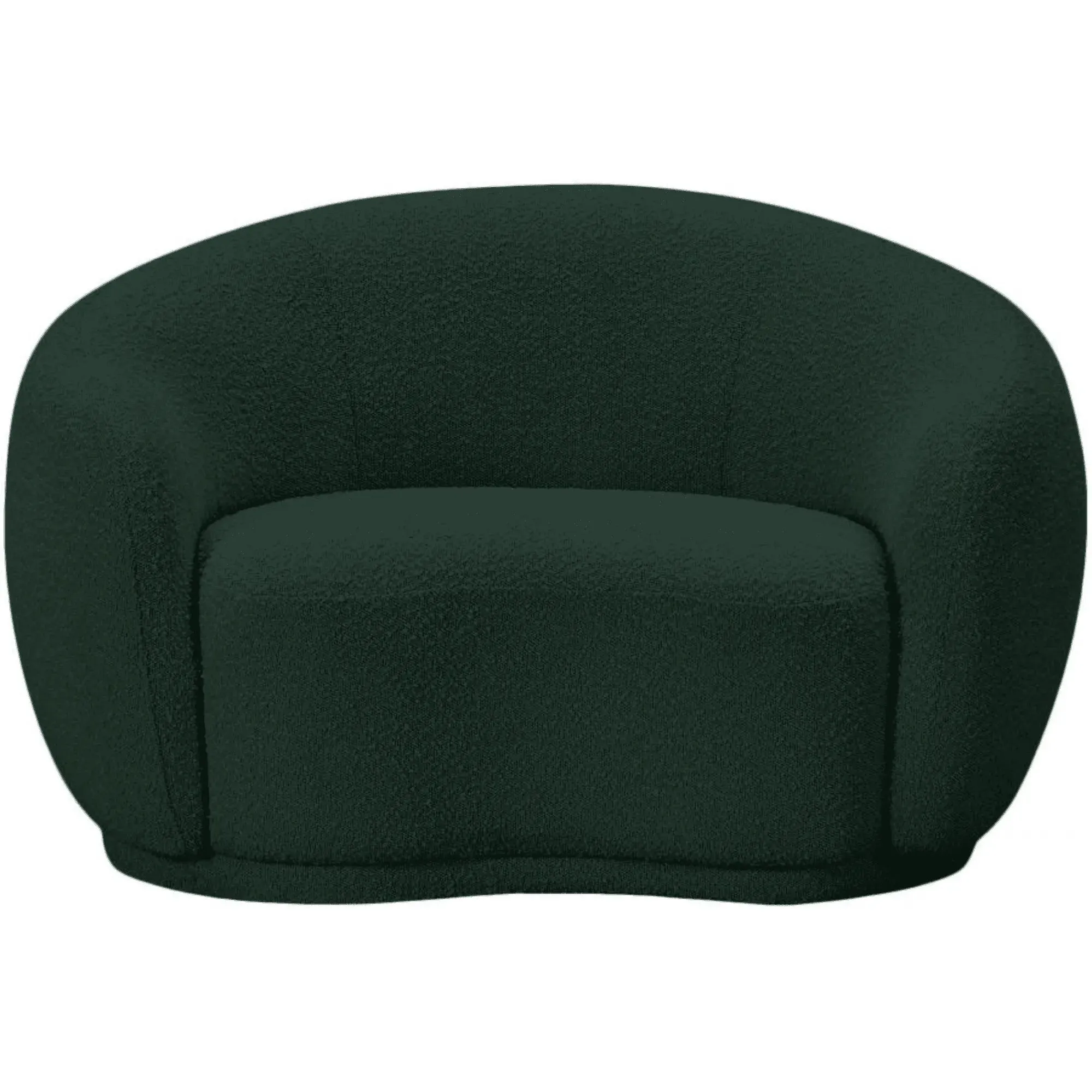 Snug Rounded Back Rich Green Modern Boucle Sofa