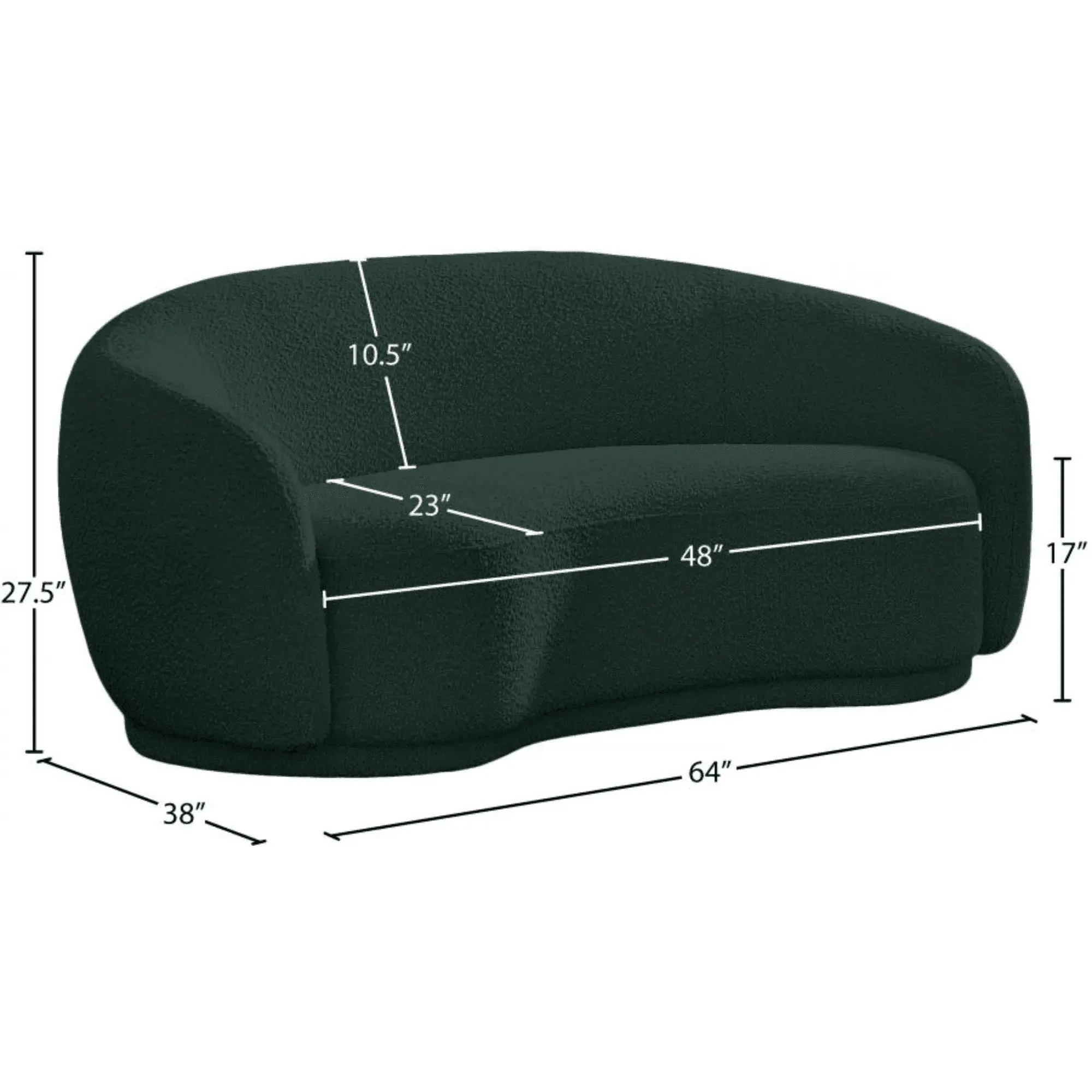 Snug Rounded Back Rich Green Modern Boucle Sofa