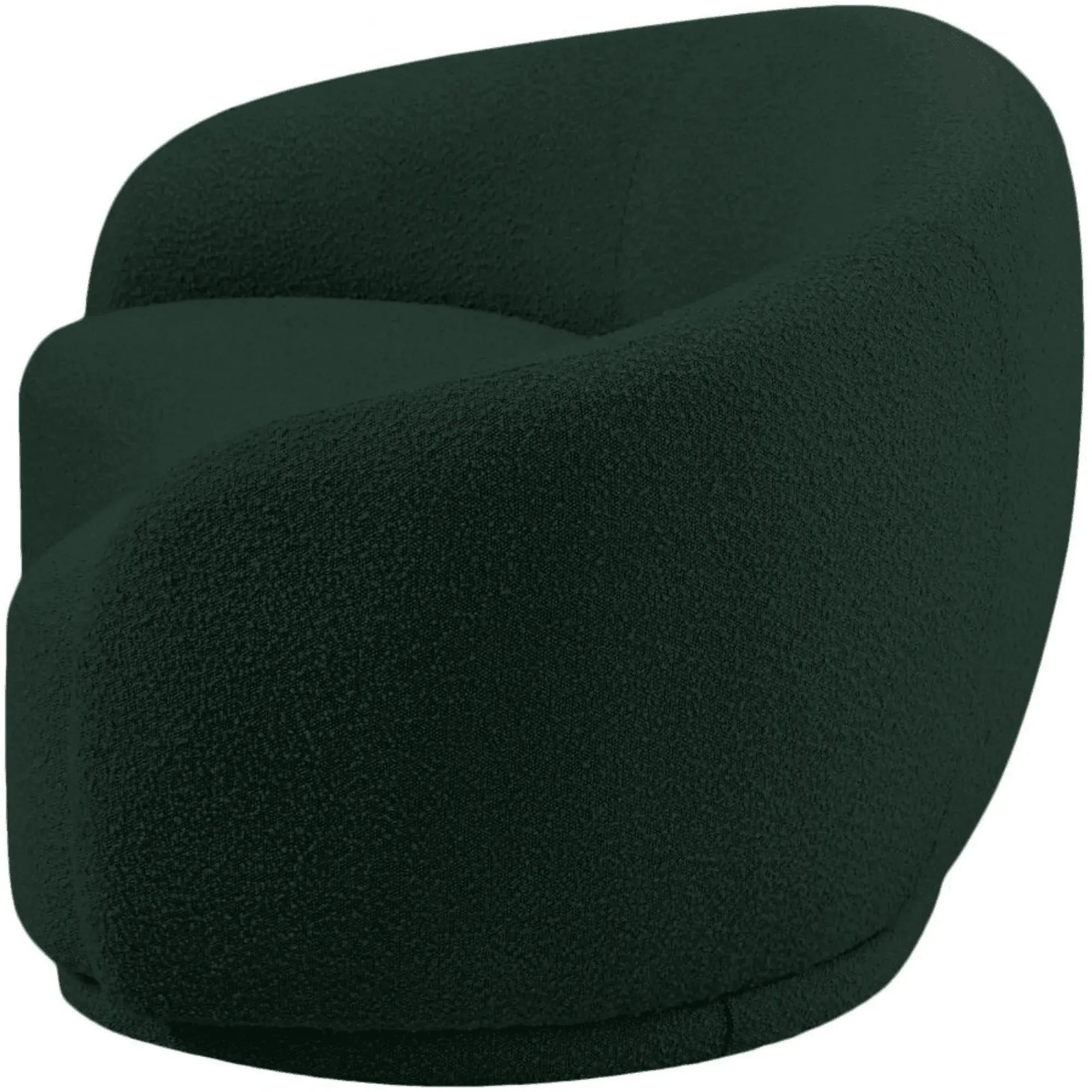 Snug Rounded Back Rich Green Modern Boucle Sofa