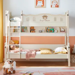 Solid Wood Bunk Bed with Mattress for Kids