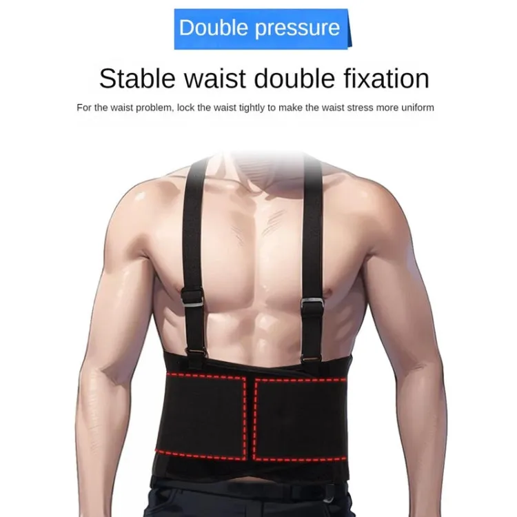 Sports Back Support Belt Waist Pain Protection Belt with Suspender Strap for Heavy Lifting, Size: L