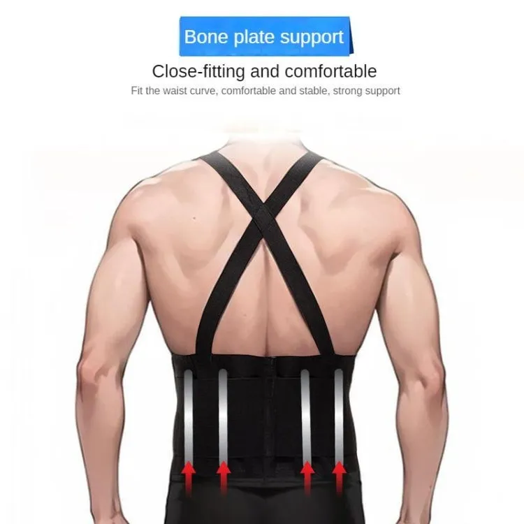 Sports Back Support Belt Waist Pain Protection Belt with Suspender Strap for Heavy Lifting, Size: L