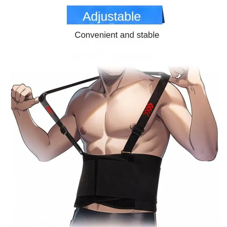 Sports Back Support Belt Waist Pain Protection Belt with Suspender Strap for Heavy Lifting, Size: L