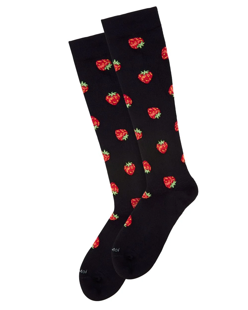 Strawberry Field (Black) Bamboo Compression Socks