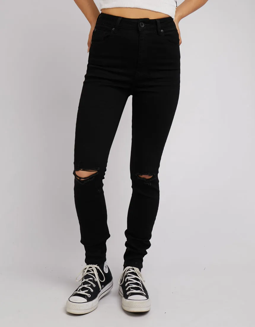 THE VICE HIGH SKINNY JEAN - Jet Black Distressed