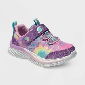 Toddler Girls' Tie-Dye Sneakers S SPORT BY SKECHERS Glitter Finish, Bungee-Laced