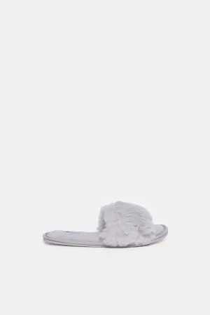 Women Grey Fur Slipper