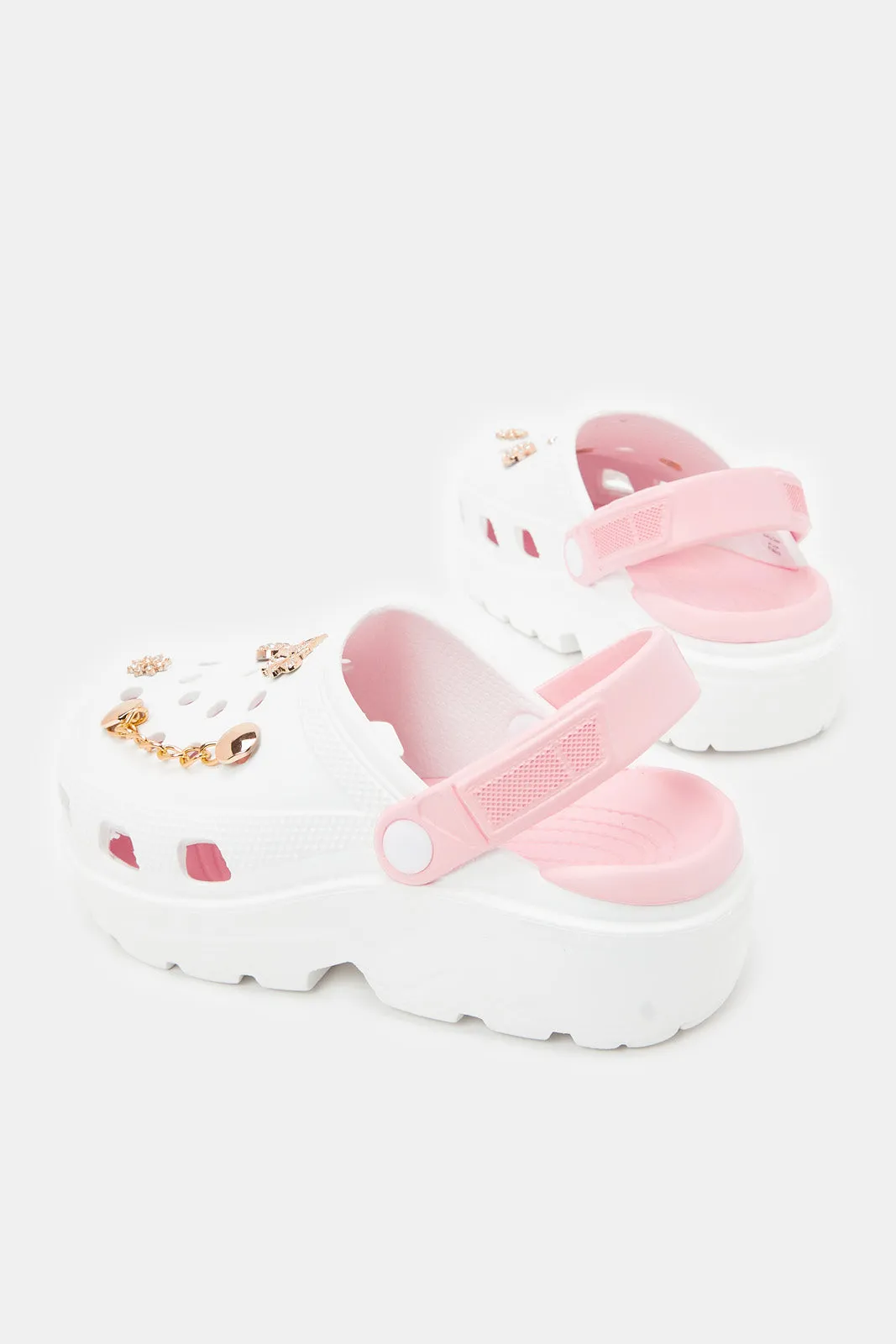 Women White Embellished Moulded Clog